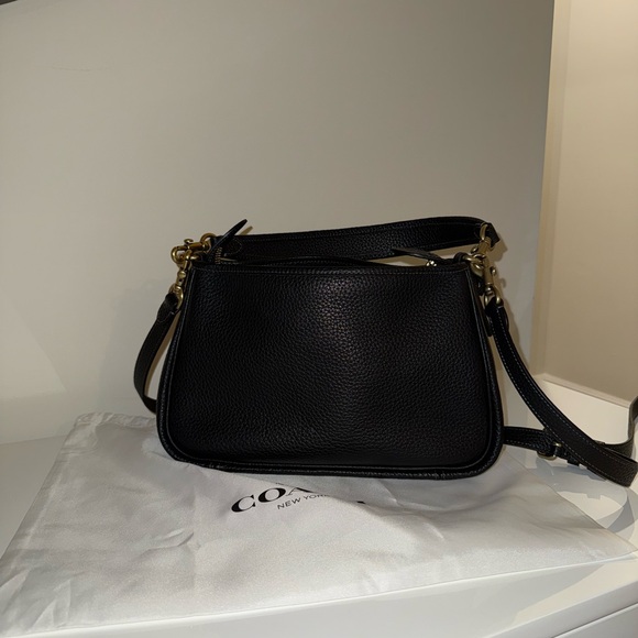 Coach Carey Black Pebbled Leather Shoulder Bag - Picture 1 of 7